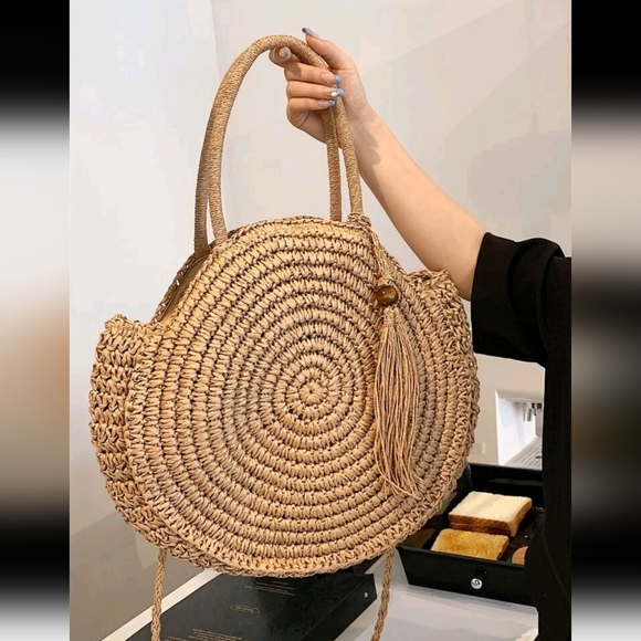 New Arrival Summer Beach Woven Rattan Bag Strap Accessory With Tassel Decoration - Picture 4 of 5